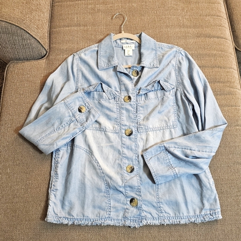 Nicole Miller Light Blue Lyocell Casual Lagen Shirt Shacket Size Small